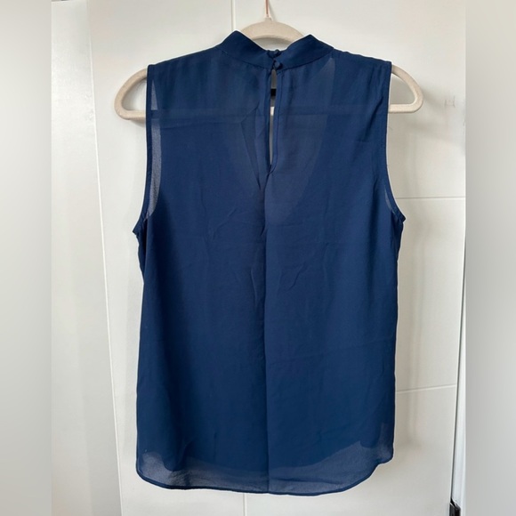 Wayf Nordstrom Choker Cut Out Navy Blue Tank Top Blouse Sz L - Picture 2 of 6